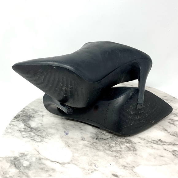 Enzo Angiolini Faxon Pointed Toe Leather Mules 7.5 Minimalist Edgy Classic Chic - Picture 8 of 12